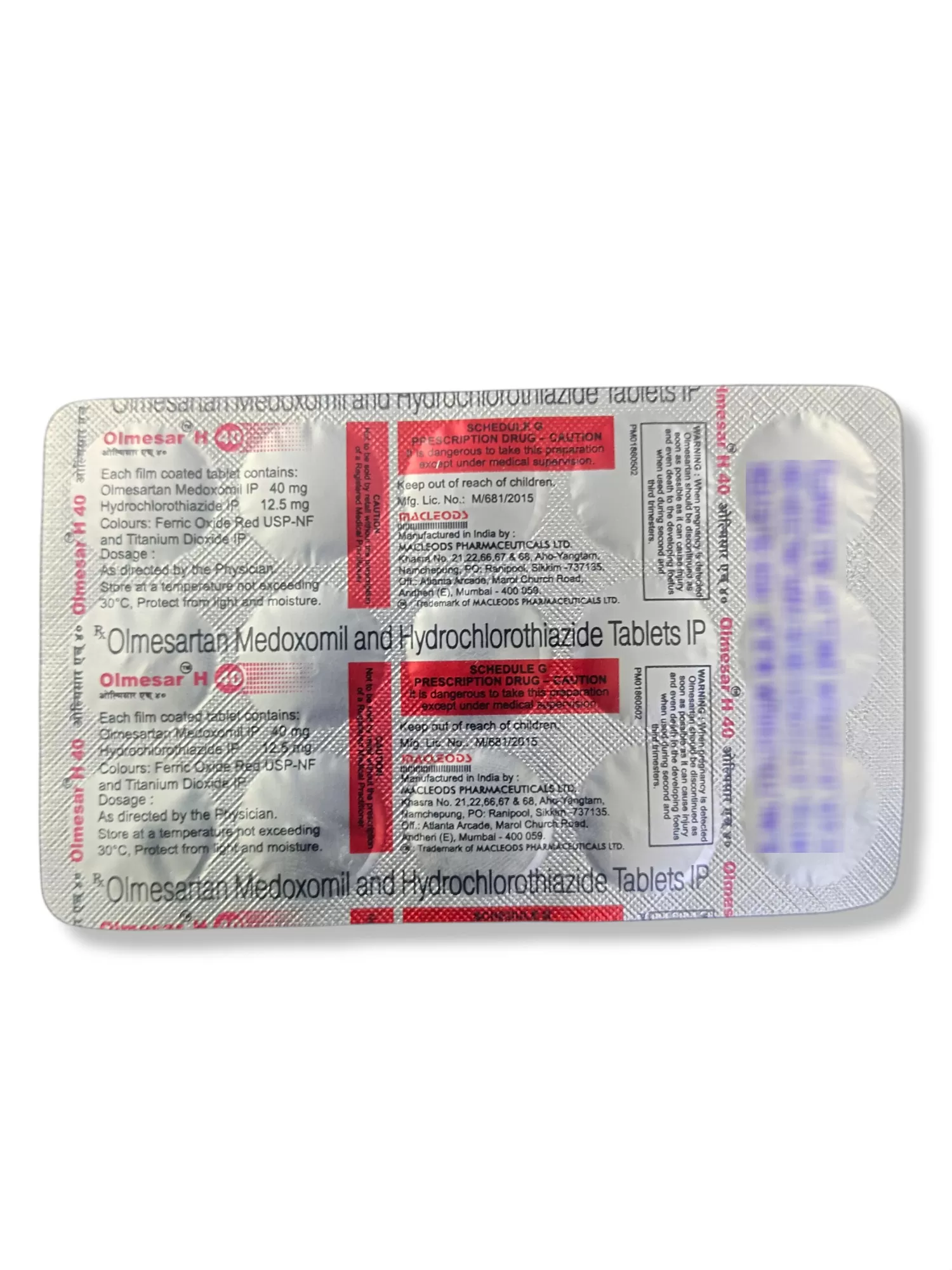 Olmesar H 40 Tablets 15s Pack