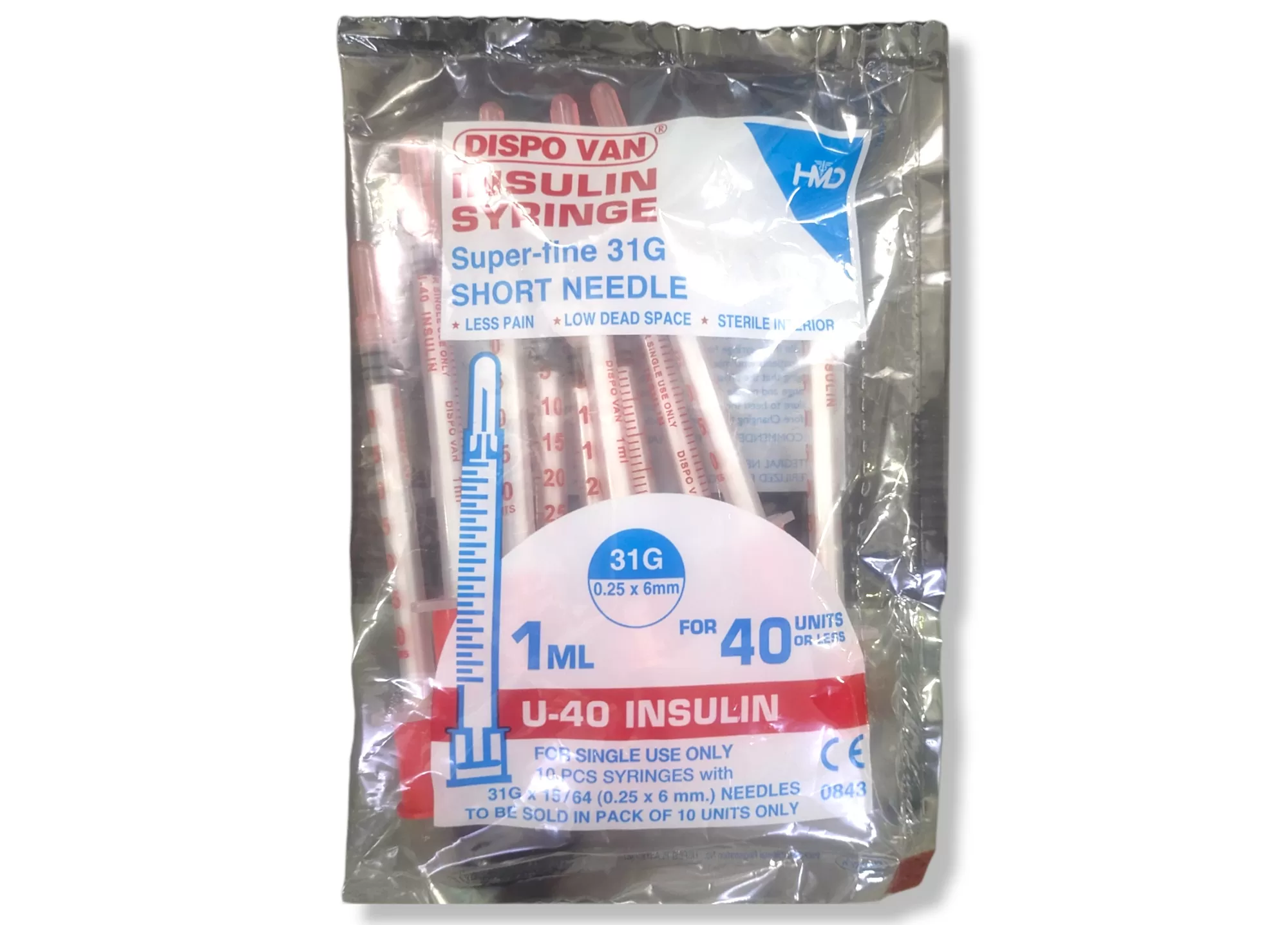 Dispo Van 31G U-40 Insulin Syringes 10s Pack