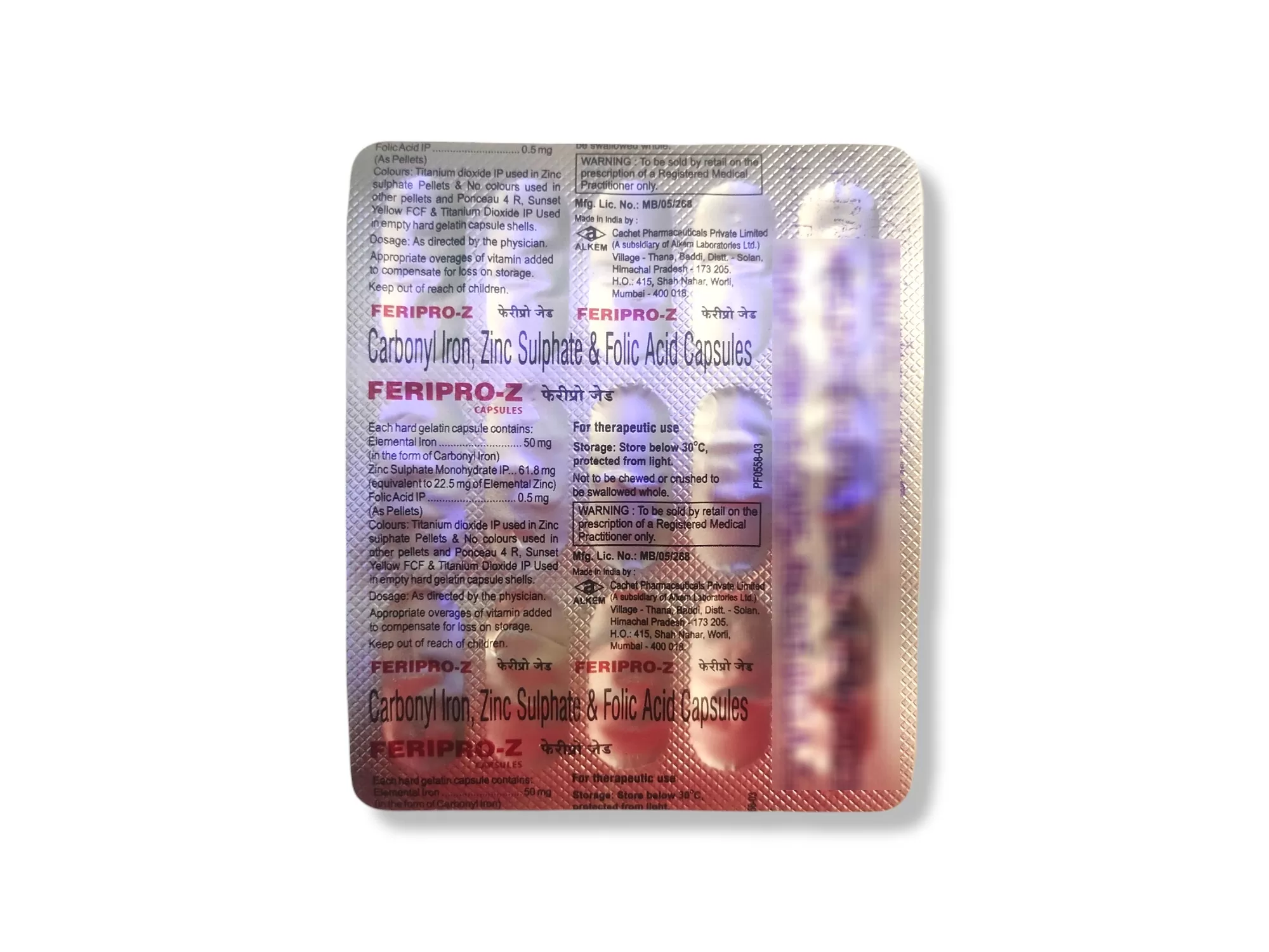 Feripro-Z Capsules 15s Pack - Back