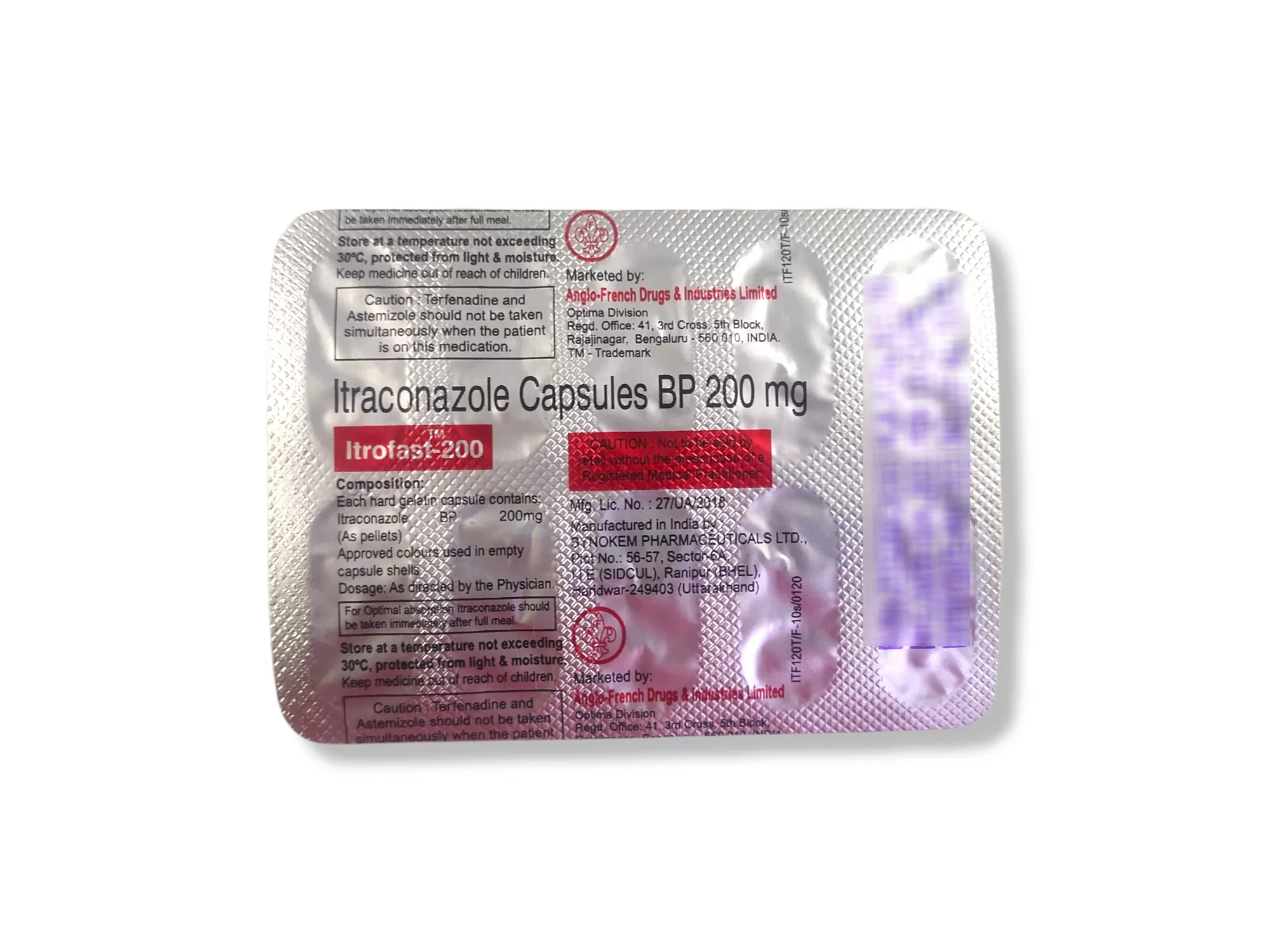 Itrofast-200 Capsules 10s Pack - Back